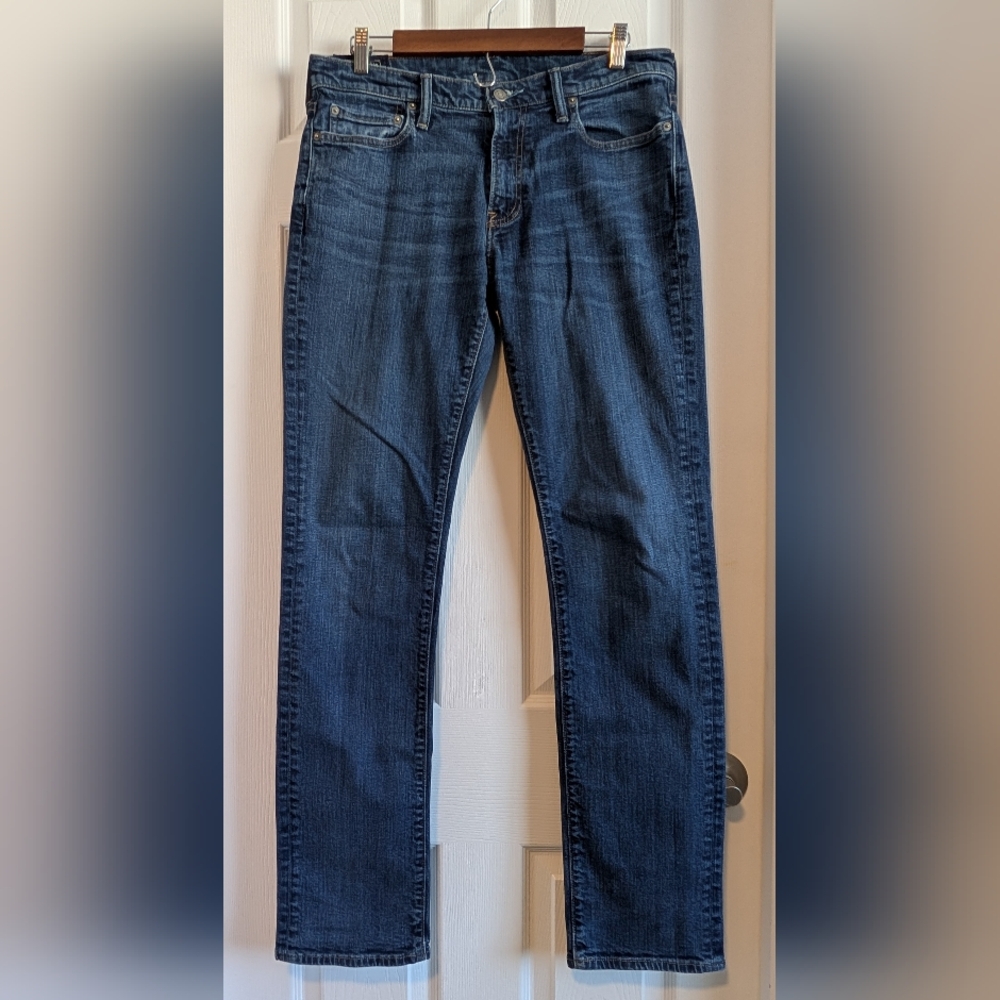 Abercrombie Fitch Kennan Jeans Men's 34x33.5 (tag 32x36) Blue Straight Stretch